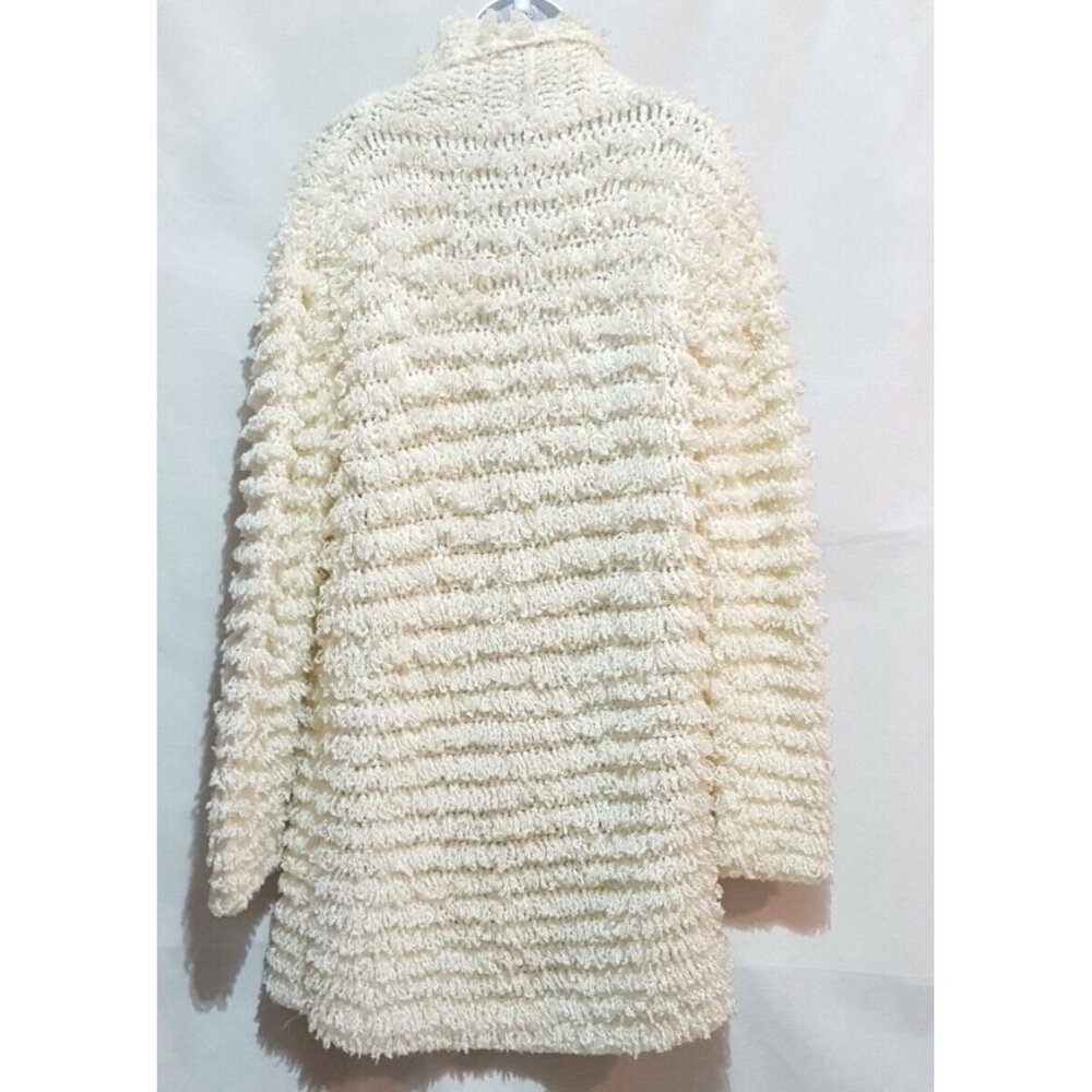 Vintage 80s Clovis Ruffin Shag Cardigan Sweater Coat Womens Medium Open Long - Picture 9 of 13